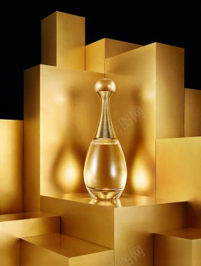 金色礼盒水滴形化妆品瓶海报背景背景