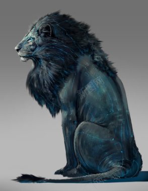 灰色背景前的青色狮子背景