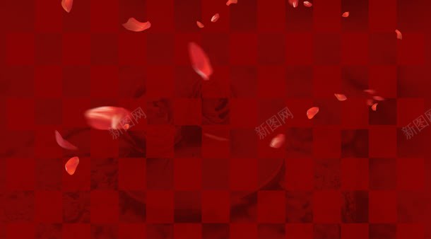 正方形红色拼接花瓣海报背景背景