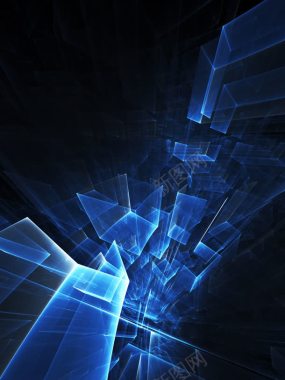 水素材黑色背景蓝色水晶科技壁纸背景