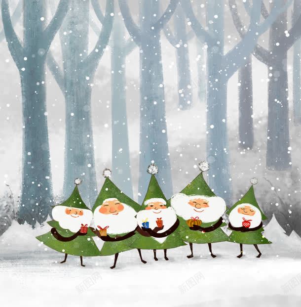 雪夜树林中的圣诞老人海报背景jpg设计背景_新图网 https://ixintu.com 圣诞老人 树林 海报 背景 雪夜