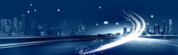 蓝色纯互联网商务科技夜景banner背景高清图片