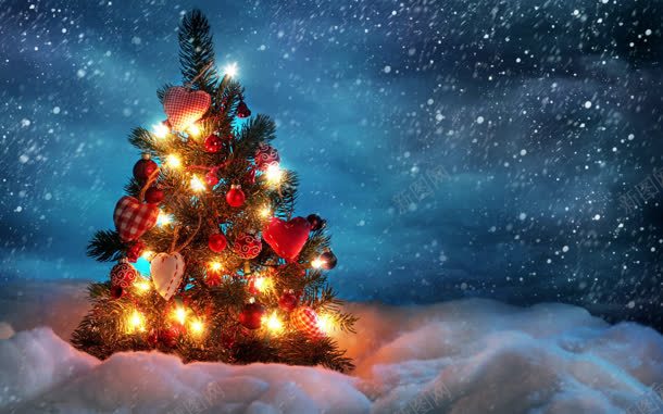 雪夜发光的圣诞树雪景jpg设计背景_新图网 https://ixintu.com 发光 圣诞树 雪夜 雪景