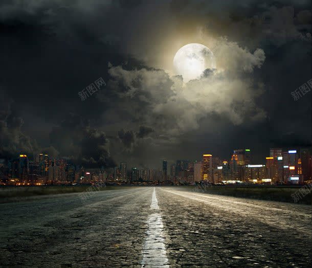 夜晚下的城市道路jpg设计背景_新图网 https://ixintu.com 其它类别 图片素材 城市 夜晚 夜晚下的城市道路图片 夜晚下的城市道路图片素材下载 月亮 灯光 背景花边 道路 风景 魅力城市