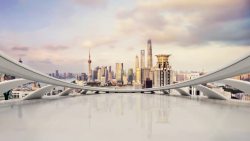 上海印象海报俯视城市的白色圆形阳台海报背景高清图片