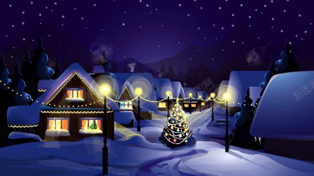 圣诞小屋与彩灯壁纸jpg设计背景_新图网 https://ixintu.com 圣诞 小屋 彩灯 星空 星星 蓝色 背景 清晰 壁纸 