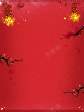 中国风大红色过年固定背景背景