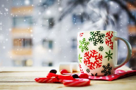 茶汤杯子温暖的冬季背景