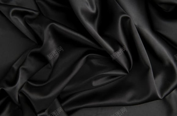 黑色丝绸布满褶皱海报背景背景