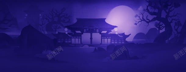 阴暗月下庭院中国的海报背景jpg设计背景_新图网 https://ixintu.com 中国 庭院 海报 背景 阴暗