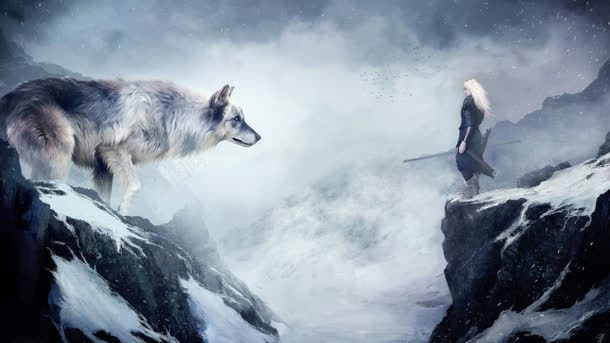 猎人与狼对面较量jpg设计背景_新图网 https://ixintu.com 对面 猎人 较量