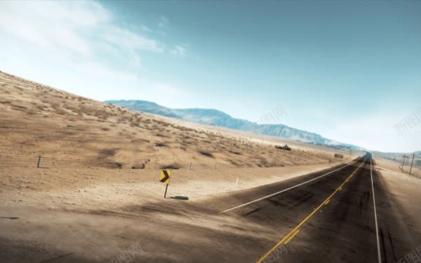 荒凉沙漠中的公路海报背景背景