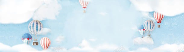 卡通美丽气球蓝天白云热气球背景背景