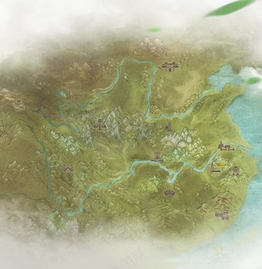 手绘游戏地图护城河背景