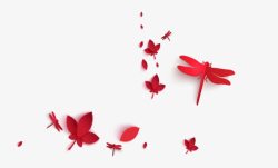 新年红花漂浮蜻蜓高清图片