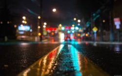 下过雨的马路城市雨后马路夜晚海报背景高清图片