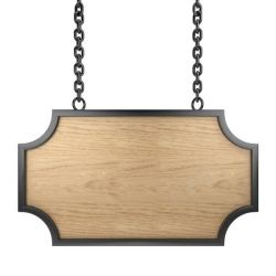 木纹色吊牌铁链与木板挂牌高清图片