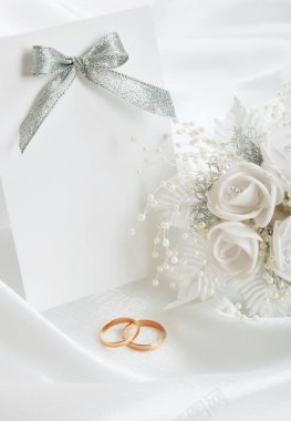 手绘结婚素材玫瑰与戒指摄影图片