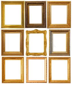 花边木框架方形金色边框高清图片