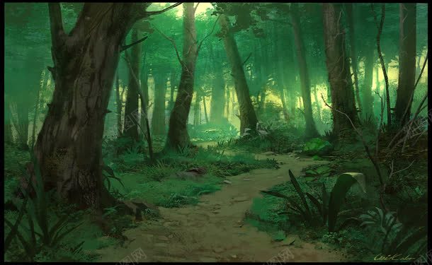 绿色神秘森林迷雾jpg设计背景_新图网 https://ixintu.com 森林 神秘 绿色 迷雾
