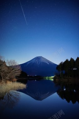 流星星空富士山夜景背景