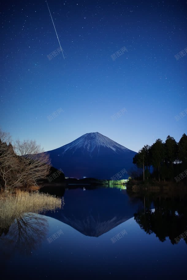 流星星空富士山夜景背景图片免费下载 素材7jjkakepw 新图网