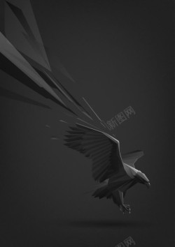 黑色雕塑黑色老鹰雕塑海报背景高清图片