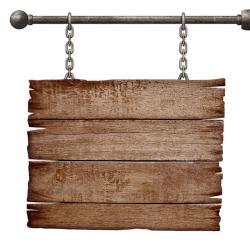 木纹色吊牌铁链木板招牌高清图片