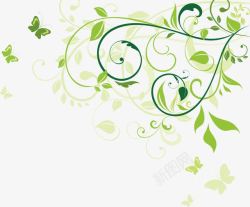 绿色花苞藤蔓花纹高清图片