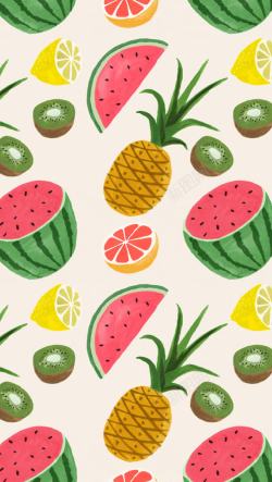 水果壁纸图片西瓜菠萝水果创意插画壁纸高清图片