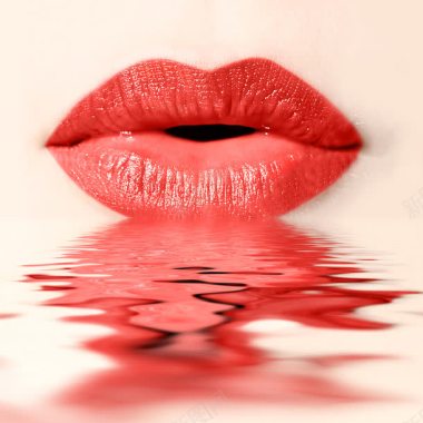 玫瑰彩妆背景倒映在水中的红唇背景