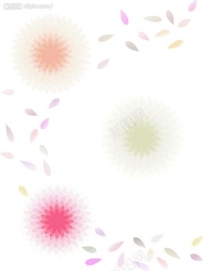 白色背景粉绿色漂浮花瓣背景