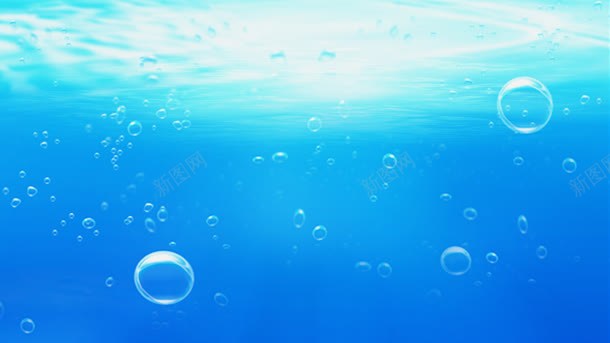 蓝色海底气泡海报背景背景