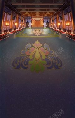中国风复古宴会场景大厅海报背景背景