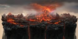 火焰山PNG魔幻火焰山碎石海报背景高清图片