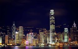城市繁华黑夜夜景香港夜景繁华都市大城市高清图片