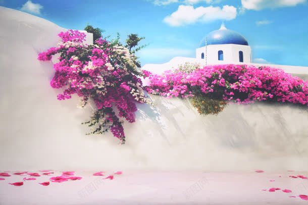 粉红色的花园与城堡jpg设计背景_新图网 https://ixintu.com 城堡 粉红色 花园