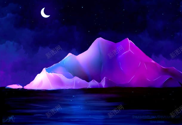 紫色灯光雪山冰山jpg设计背景_新图网 https://ixintu.com 冰山 灯光 紫色 雪山