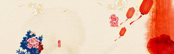 淘宝店铺新年海报jpg设计背景_新图网 https://ixintu.com 其他模板 年末盛宴 模板下载 源文件 灯笼 素材下载 红色 网页模板 背景 花朵