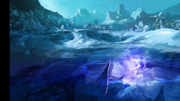 蓝色冰川紫色湖底jpg设计背景_新图网 https://ixintu.com 冰川 湖底 紫色 蓝色
