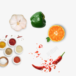 辣椒与调料绿色蔬菜高清图片
