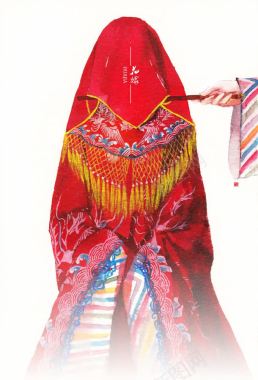手绘中国风红衣美女背景