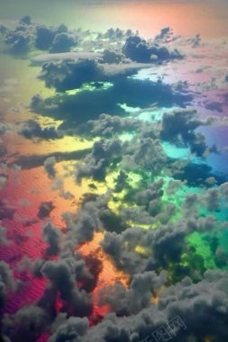 彩色天空云朵彩虹海报背景背景