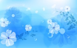 景图白色小花蓝色虚景图蓝色光圈树叶高清图片