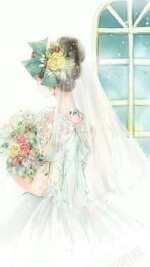 唯美手绘新娘花朵背景