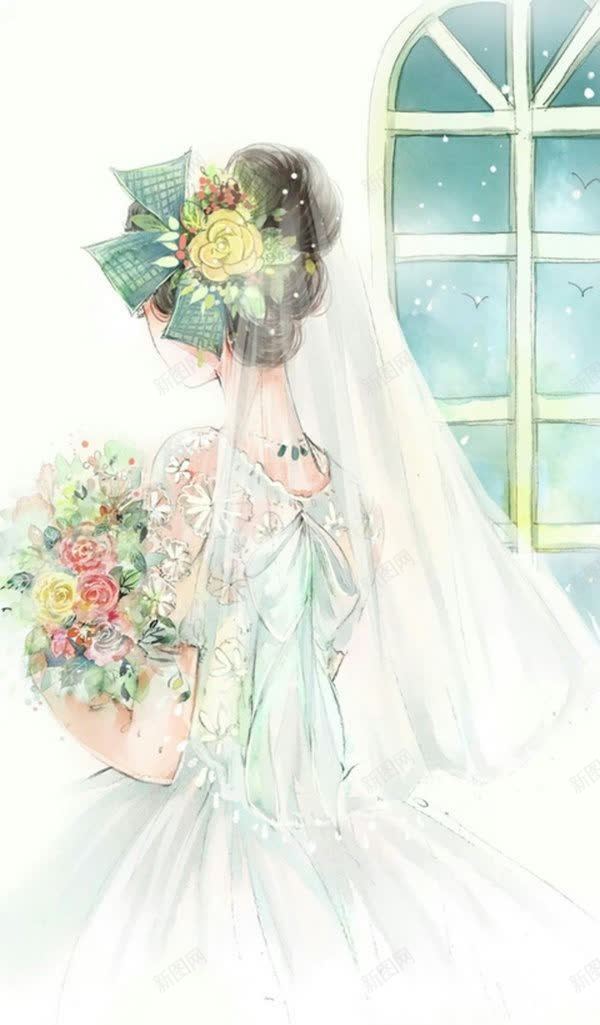 唯美手绘新娘花朵jpg设计背景_新图网 https://ixintu.com 新娘 花朵