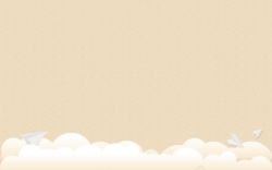 米黄色米黄色云朵纸飞机海报背景高清图片