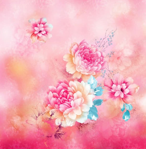 粉色梦幻花朵写意jpg设计背景_新图网 https://ixintu.com 写意 梦幻 粉色 花朵