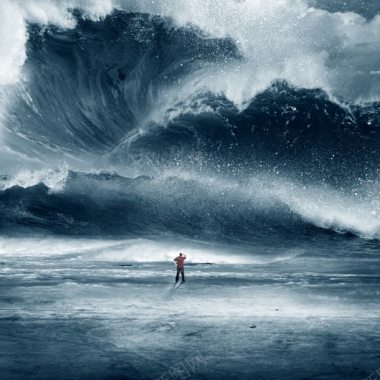 海啸下的人海报背景背景