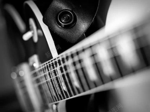 手绘的音乐乐器吉他黑白摄影图摄影图片